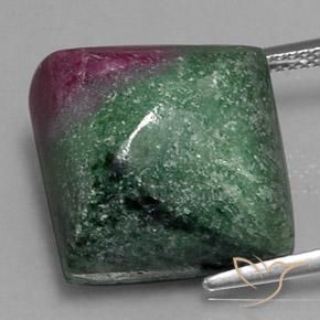 32.11ct Натуральный Многоцветный Рубин-Цоизит, Квадрат, Непрозрачный