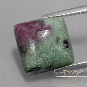 6.74ct Натуральный Многоцветный Рубин-Цоизит, Квадрат, Непрозрачный