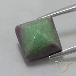 10.92ct Натуральный Многоцветный Рубин-Цоизит, Квадрат, Непрозрачный