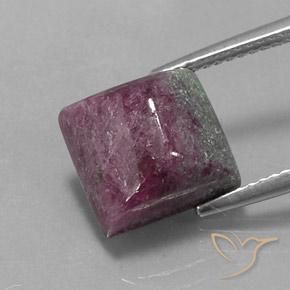 8.08ct Натуральный Многоцветный Рубин-Цоизит, Квадрат, Непрозрачный