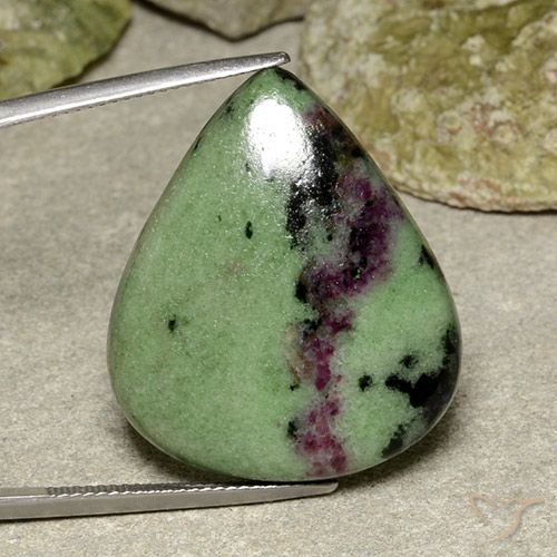 40.42ct Натуральный Многоцветный Рубин-Цоизит, Форма груши, Непрозрачный