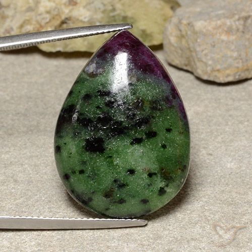 37.17ct Натуральный Многоцветный Рубин-Цоизит, Форма груши, Непрозрачный