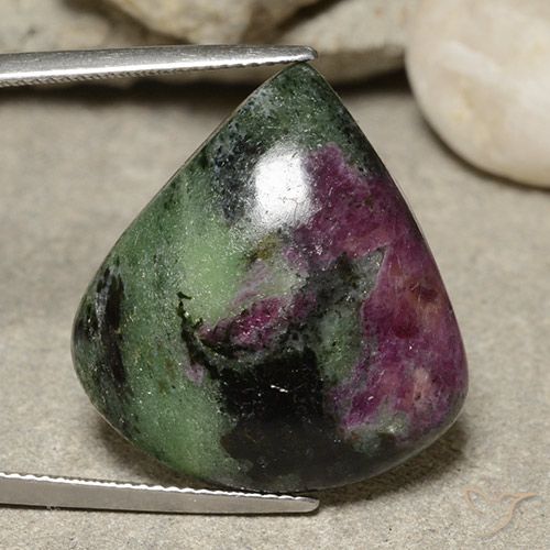 34.84ct Натуральный Многоцветный Рубин-Цоизит, Форма груши, Непрозрачный