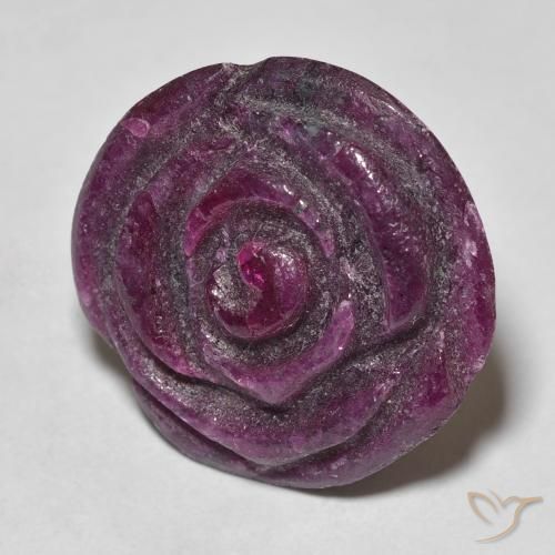 19.54ct Натуральный Medium Dark-Purple Рубин-Цоизит, Огранка Цветок, Непрозрачный