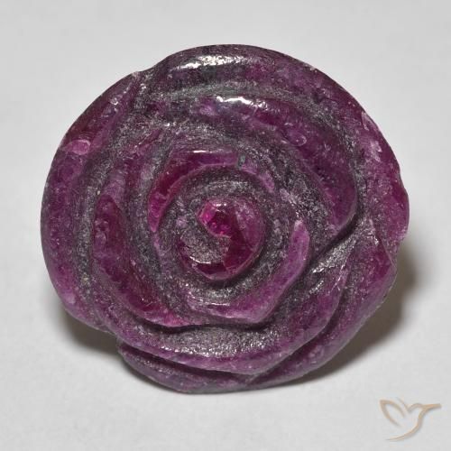 19.54 карата, натуральный Medium Dark-Purple Рубин-Цоизит, Огранка Цветок, Непрозрачный