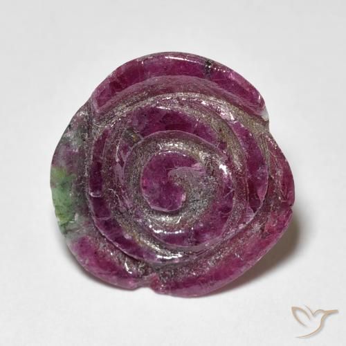9.01ct Натуральный Medium Dark-Purple Рубин-Цоизит, Огранка Цветок, Непрозрачный