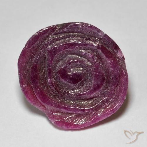 12.46ct Натуральный Medium Dark Reddish-Purple Рубин-Цоизит, Огранка Цветок, Непрозрачный