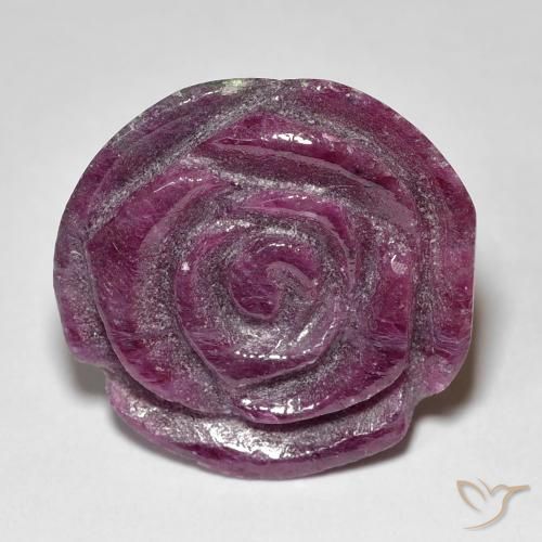24.97ct Натуральный Medium Dark-Purple Рубин-Цоизит, Огранка Цветок, Непрозрачный