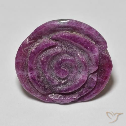 14.07ct Натуральный Medium Dark-Purple Рубин-Цоизит, Огранка Цветок, Непрозрачный