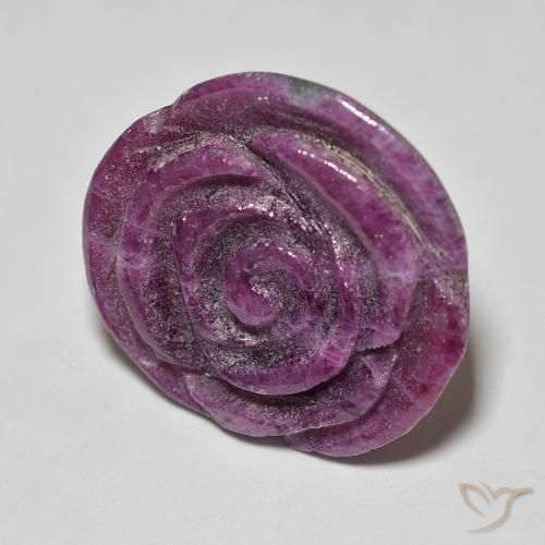 14.07 карата, натуральный Medium Dark-Purple Рубин-Цоизит, Огранка Цветок, Непрозрачный