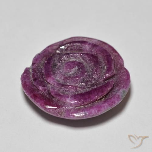 14.07 карата, натуральный Medium Dark-Purple Рубин-Цоизит, Огранка Цветок, Непрозрачный