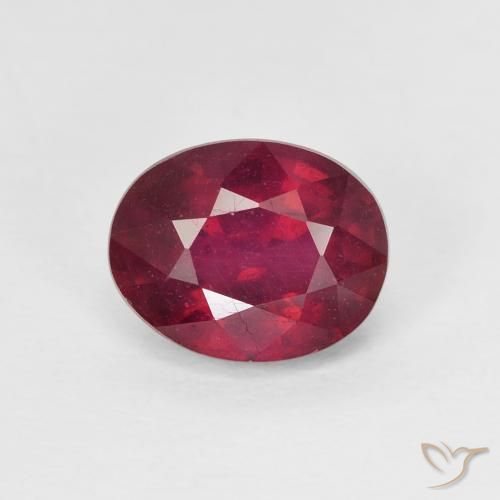 1.90ct Натуральный Глубокий красновато-розовый Рубин, Овал, VS-SI