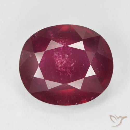 12.32ct Натуральный Глубокий красновато-розовый Рубин, Овал, VS-SI