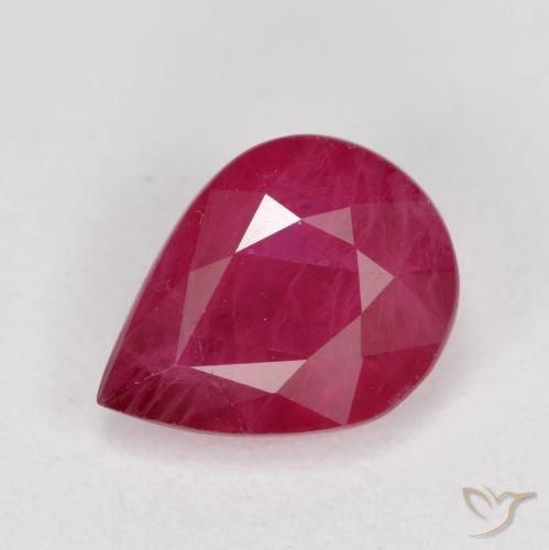 1.04ct Натуральный Средний красный Рубин, Форма груши, VS-SI