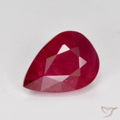 1.08ct Натуральный Джем Красный Рубин, Форма груши, VS-SI