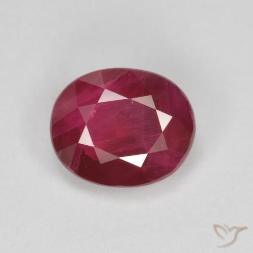 1.10ct Натуральный Темно-красный Рубин, Овал, SI