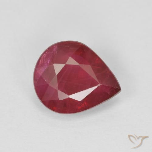 1.37ct Натуральный Джем Красный Рубин, Форма груши, SI