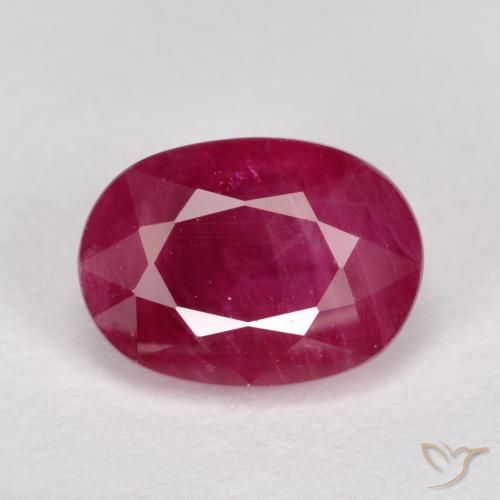 1.29ct Натуральный Глубокий красновато-розовый Рубин, Овал, VS-SI