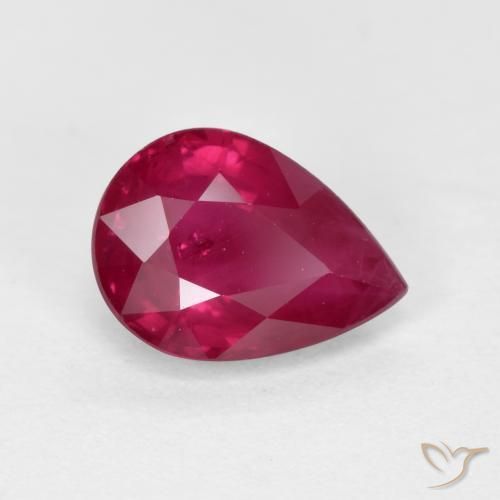 1.01ct Натуральный Средне-темно-красный Рубин, Форма груши, VS-SI