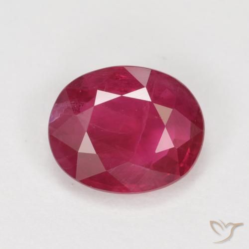 1.11ct Натуральный Глубокий красновато-розовый Рубин, Овал, VS-SI