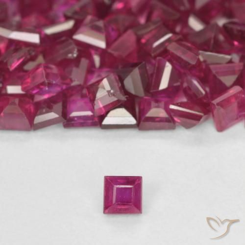 0.09ct Натуральный Темно-красный Рубин, Квадрат, Чистота VS