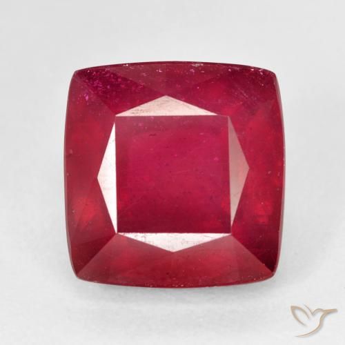 7.67ct Натуральный Темно-красный Рубин, Подушка, Чистота VS