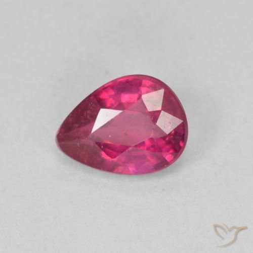 0.95ct Натуральный Светло-красный Рубин, Форма груши, Чистота VS