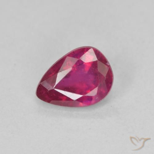 0.93ct Натуральный Светло-красный Рубин, Форма груши, VS-SI