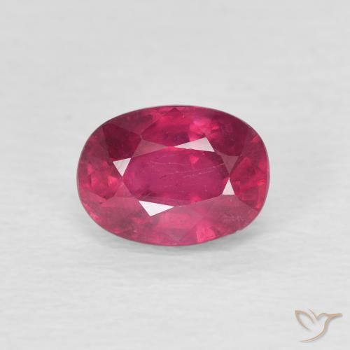 1.28ct Натуральный Глубокий красновато-розовый Рубин, Овал, Чистота VS