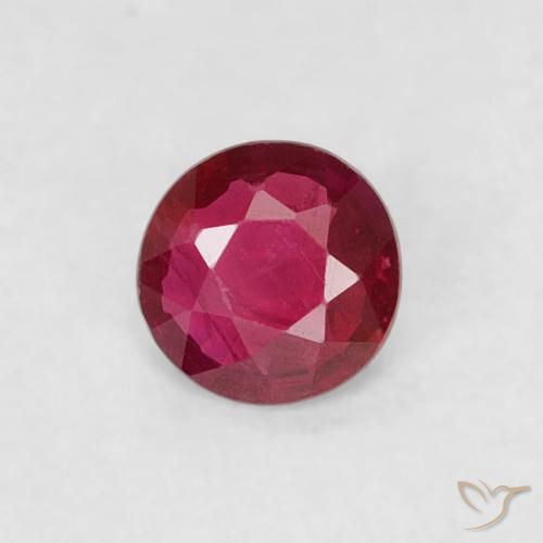 0.14ct Натуральный Глубокий красновато-розовый Рубин, Круглый, Чистота VS