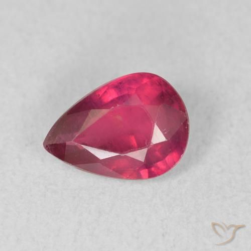 0.90ct Натуральный Светло-красный Рубин, Форма груши, Чистота VS