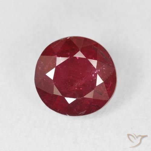 1.74ct Натуральный Ярко-красный Рубин, Круглый, VS-SI