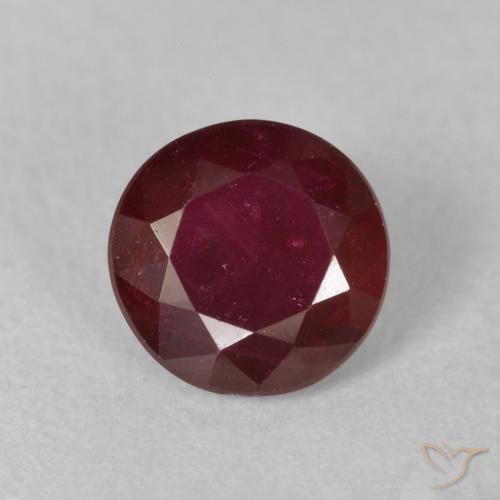 0.86ct Натуральный Темно-красный Рубин, Круглый, VS-SI