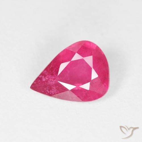 1.26ct Натуральный Ярко-розовый Рубин, Форма груши, Чистота VS