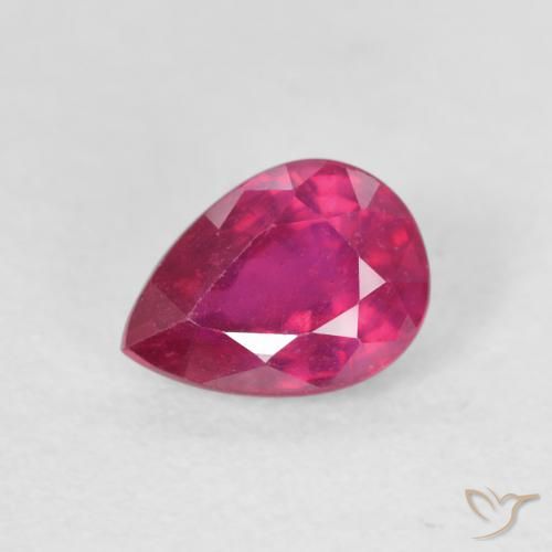 1.11ct Натуральный Светло-красный Рубин, Форма груши, Чистота VS