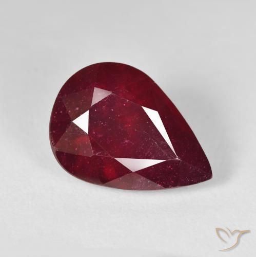 15.39ct Натуральный Темно-красный Рубин, Форма груши, Чистота VS