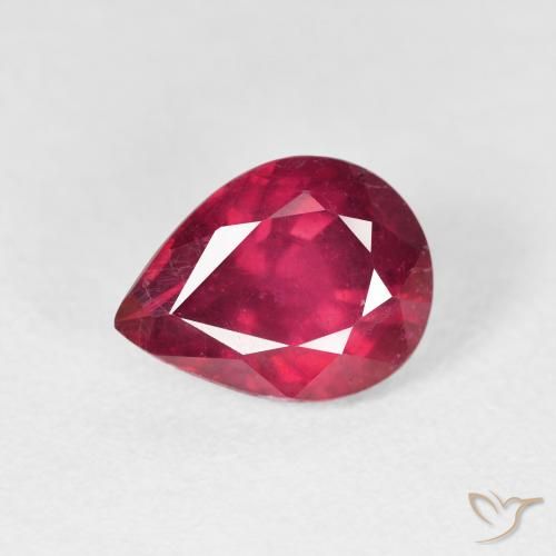 2.62ct Натуральный Глубокий красновато-розовый Рубин, Форма груши, Чистота VS