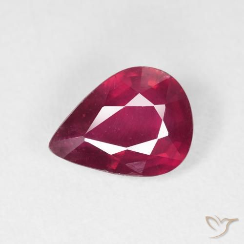 1.99ct Натуральный Глубокий красновато-розовый Рубин, Форма груши, Чистота VS