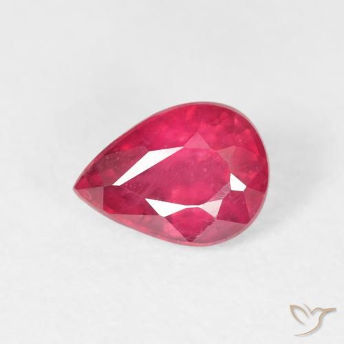 1.11ct Натуральный Средний красный Рубин, Форма груши, VS-SI