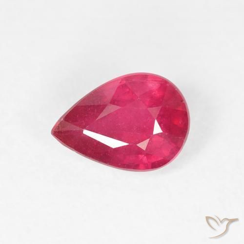 1.02ct Натуральный Джем Красный Рубин, Форма груши, VS-SI