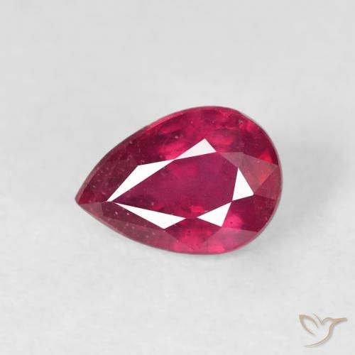 1.12ct Натуральный Medium Dark-Red Рубин, Форма груши, VS-SI