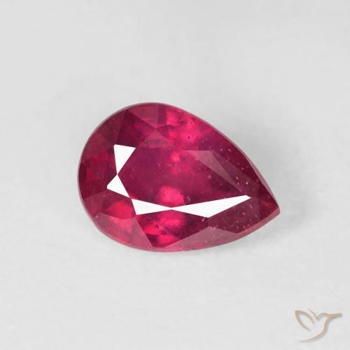 1.12 карата, натуральный Medium Dark-Red Рубин, Форма груши, VS-SI