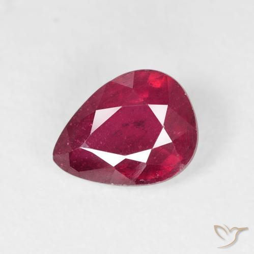 1.58ct Натуральный Medium Dark-Red Рубин, Форма груши, VS-SI