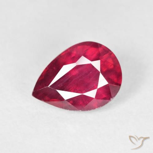 1.86ct Натуральный Medium Dark-Red Рубин, Форма груши, VS-SI