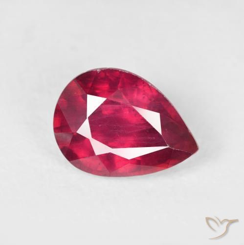 1.86 карата, натуральный Medium Dark-Red Рубин, Форма груши, VS-SI