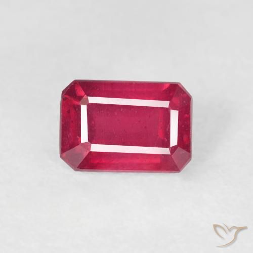 1.08ct Натуральный Джем Красный Рубин, Изумрудная огранка, Чистота VS
