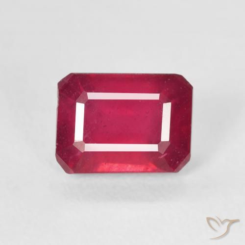 1.74ct Натуральный Джем Красный Рубин, Изумрудная огранка, Чистота VS
