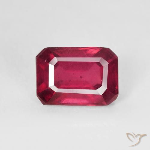 1.49ct Натуральный Темно-красный Рубин, Изумрудная огранка, Чистота VS