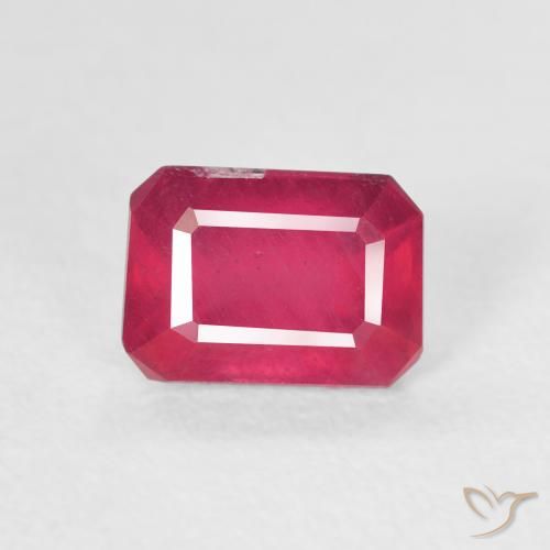 1.50ct Натуральный Светло-красный Рубин, Изумрудная огранка, SI