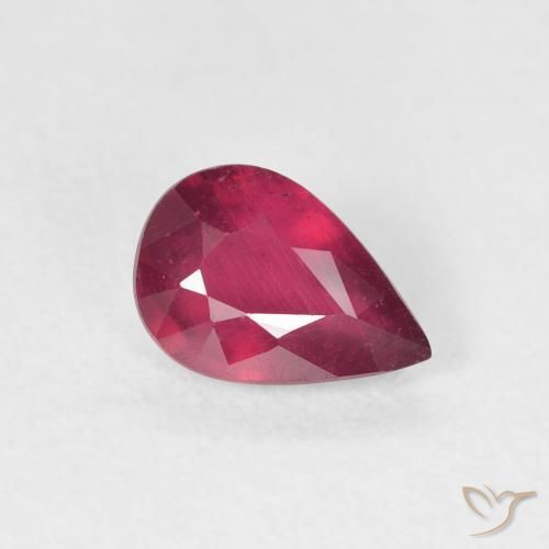 0.97ct Натуральный Глубокий красновато-розовый Рубин, Форма груши, VS-SI